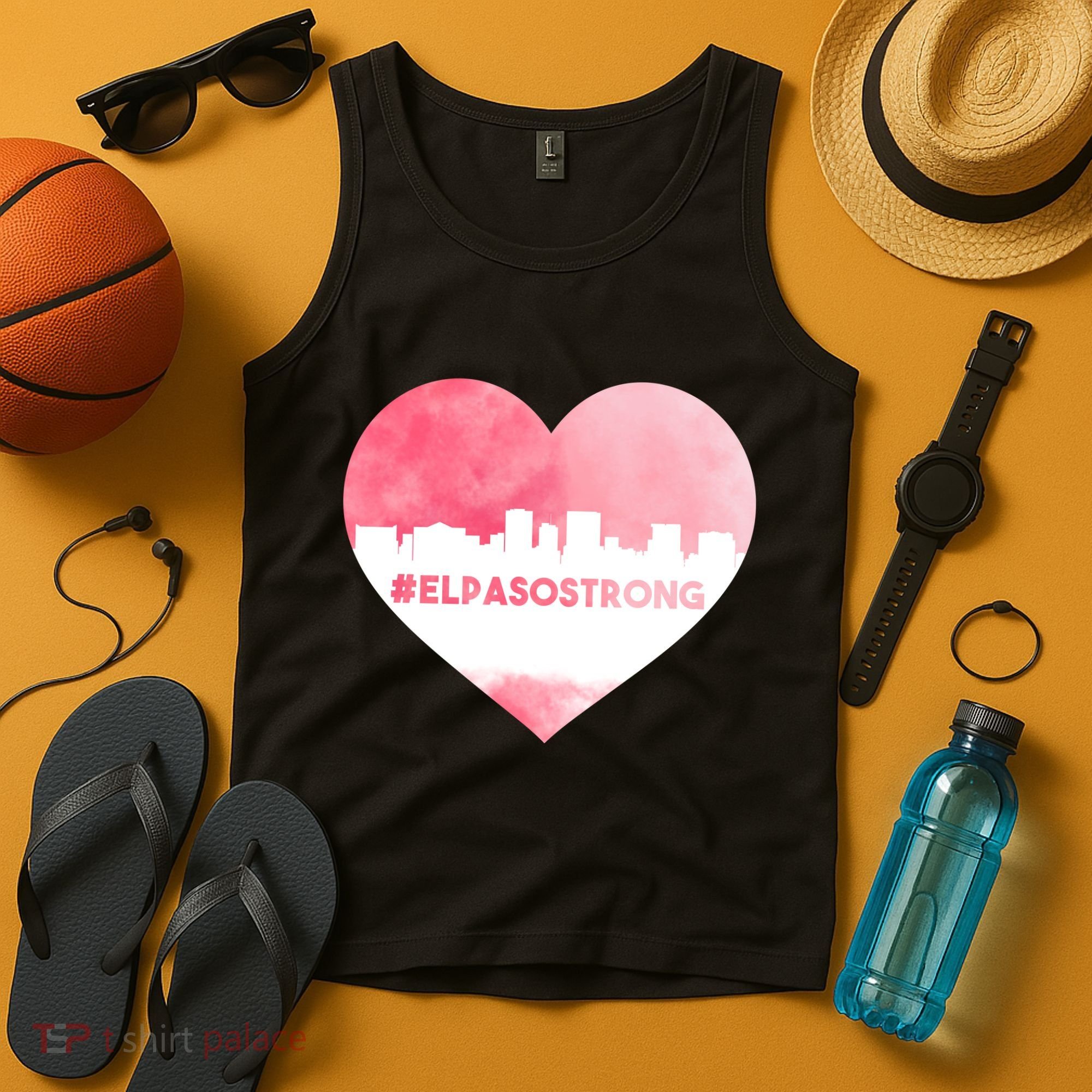 #El Paso Strong Texas Skyline Heart Tank Top