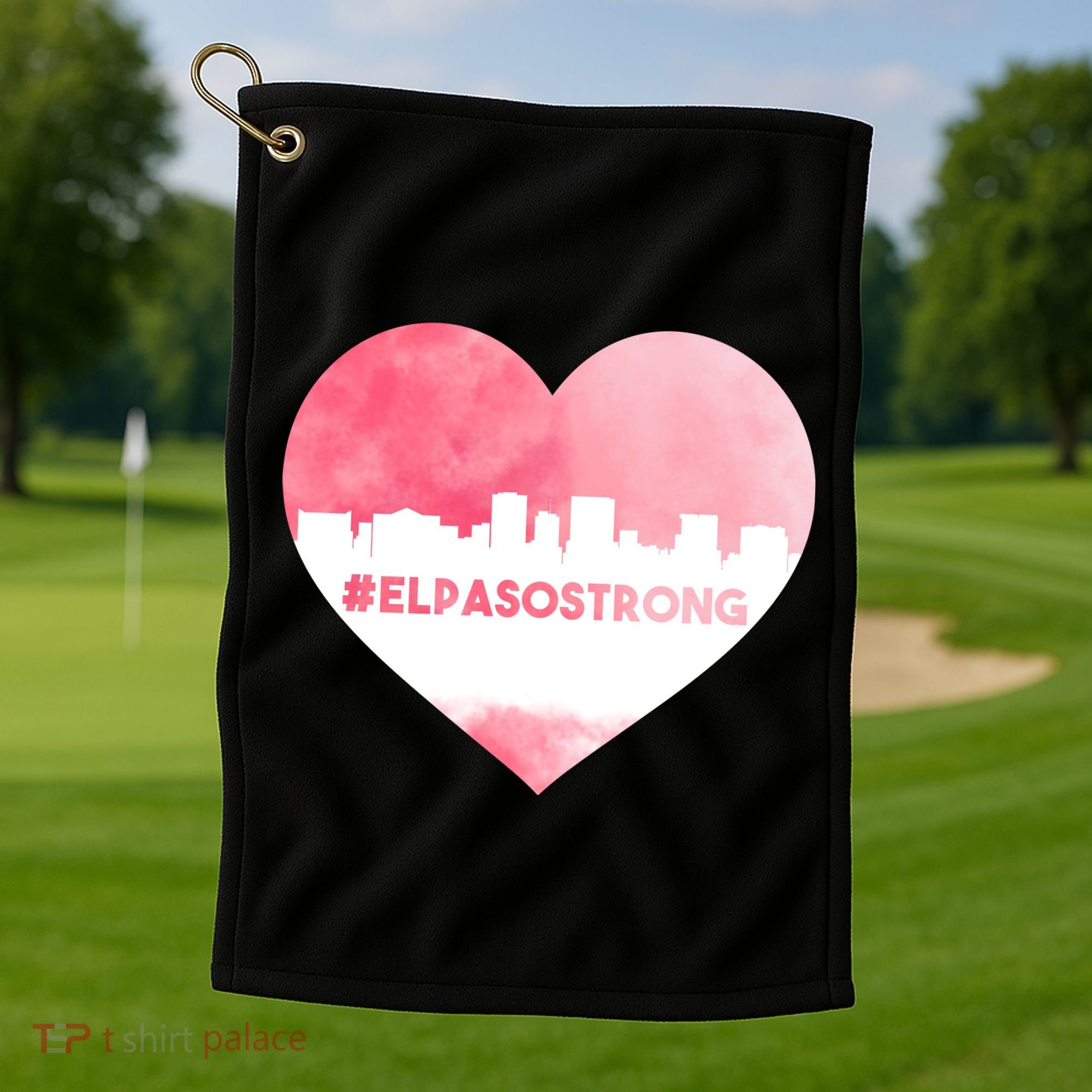 #El Paso Strong Texas Skyline Heart Golf Towel