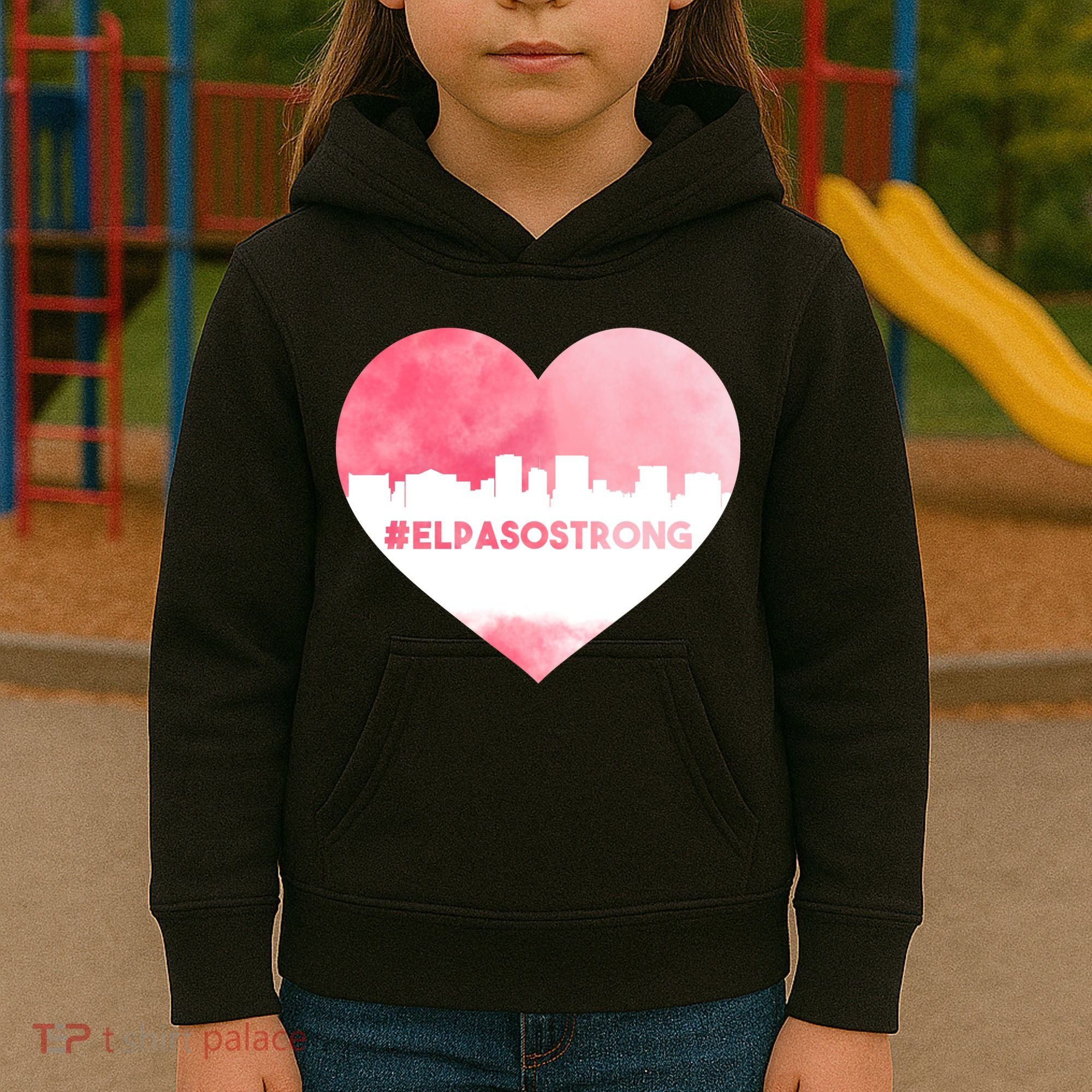 #El Paso Strong Texas Skyline Heart Kids Hoodie