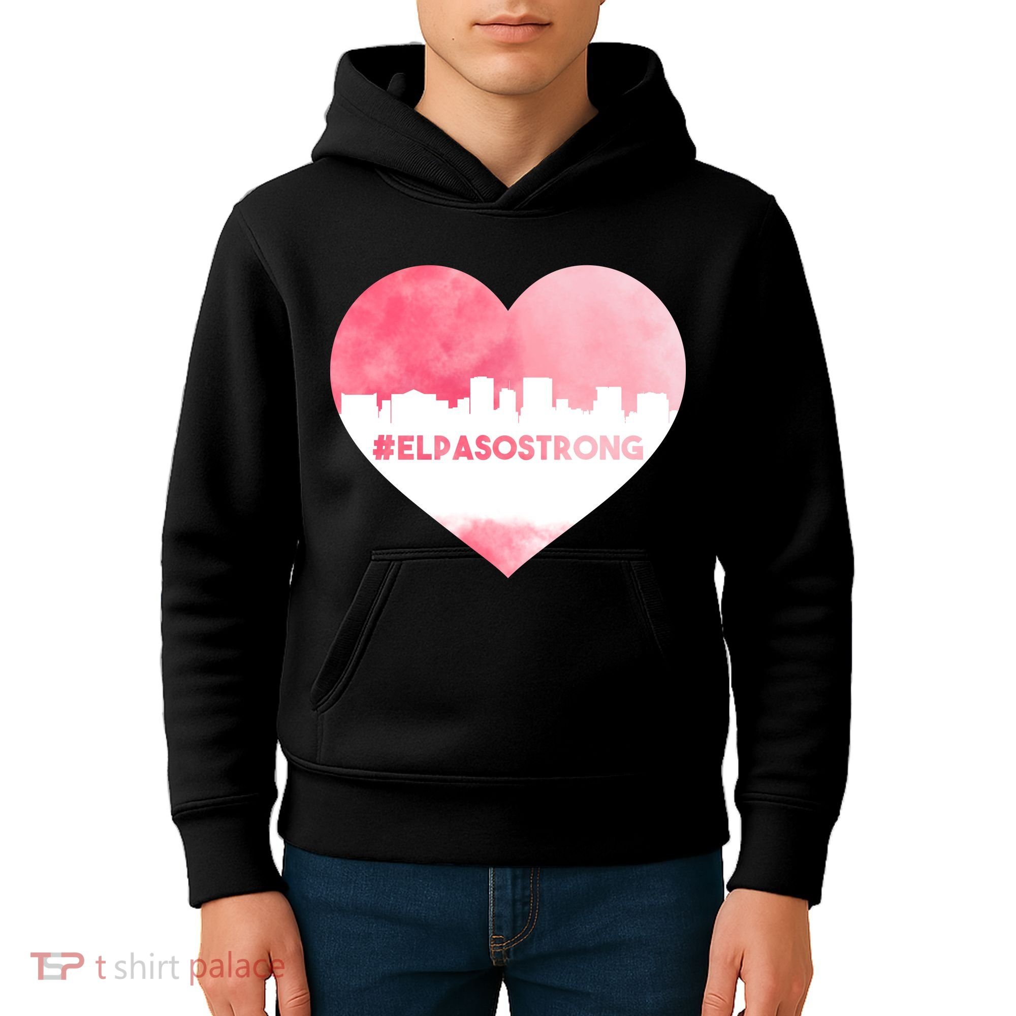 #El Paso Strong Texas Skyline Heart Kids Hoodie
