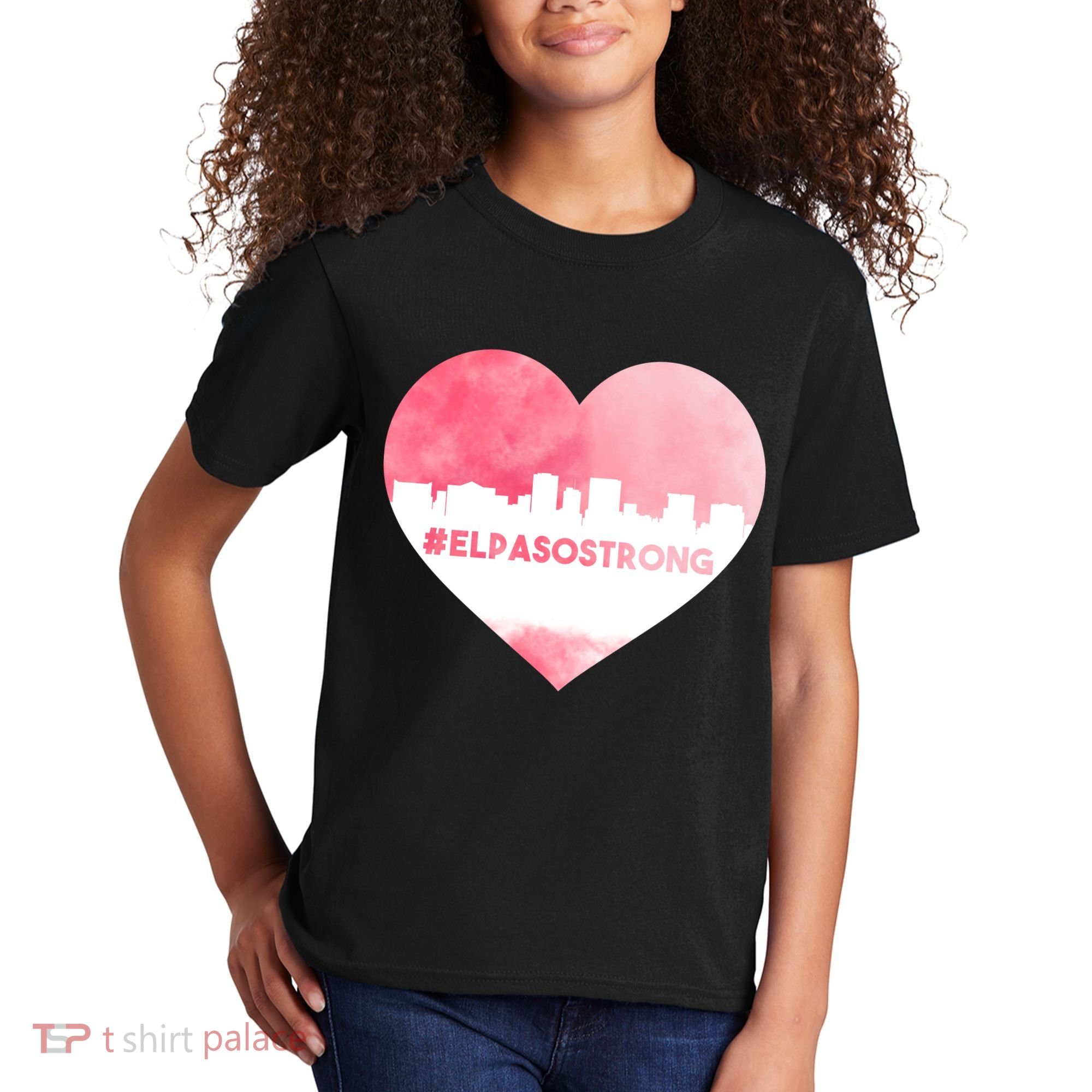 #El Paso Strong Texas Skyline Heart Kids T-Shirt