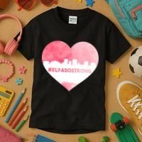 #El Paso Strong Texas Skyline Heart Kids T-Shirt thumb 3