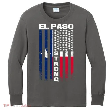 El Paso Texas Strong Flag Kids Long Sleeve Shirt
