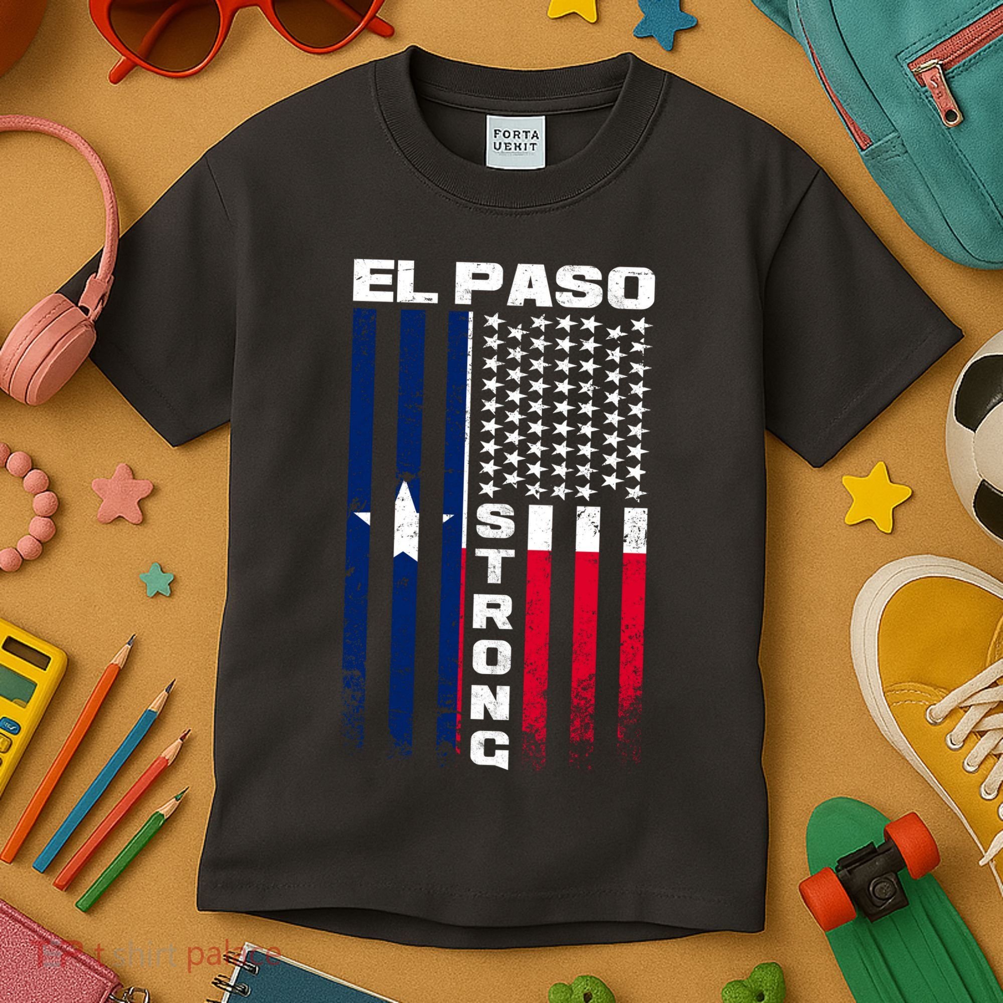 El Paso Texas Strong Flag Kids T-Shirt