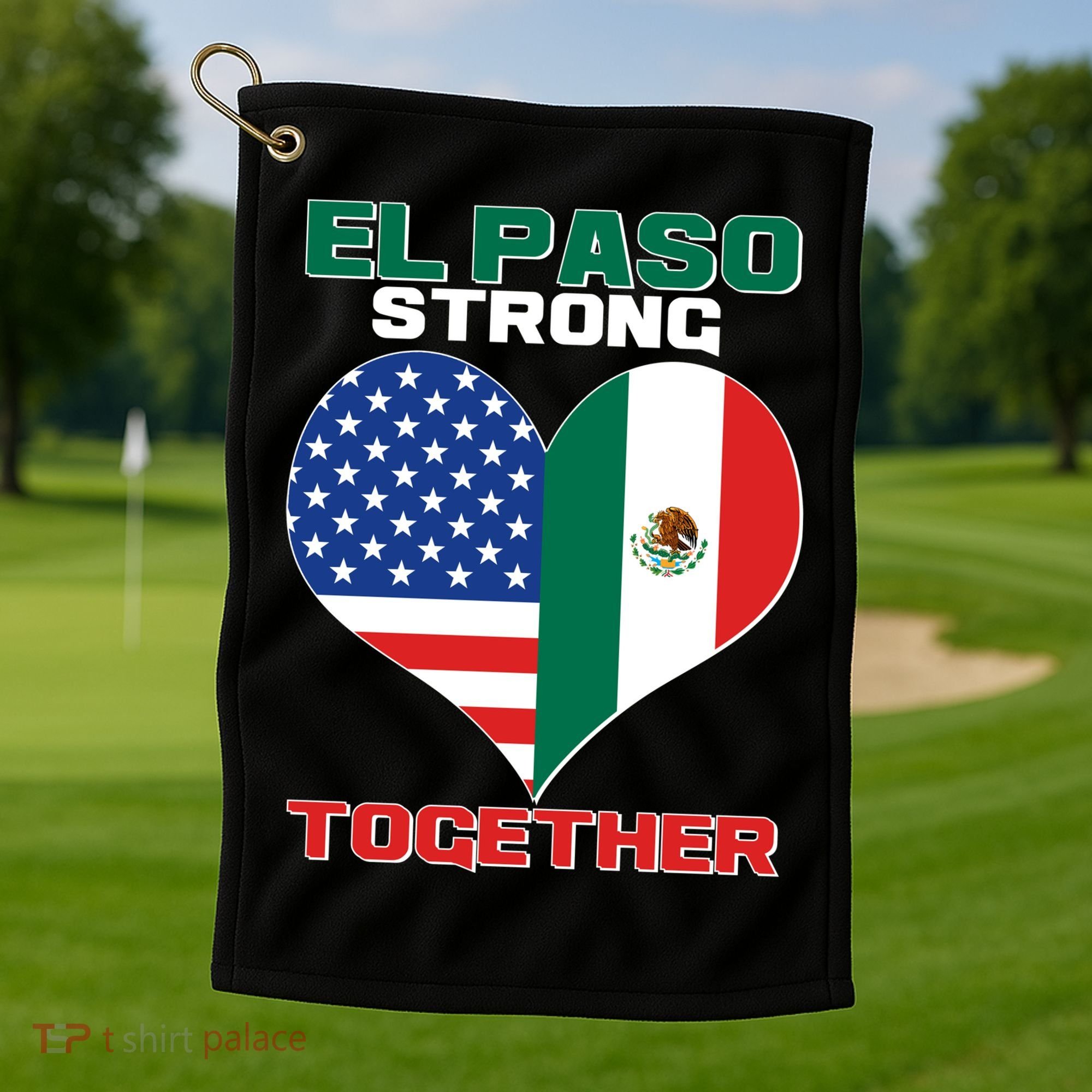 El Paso Texas Strong Together Heart Golf Towel