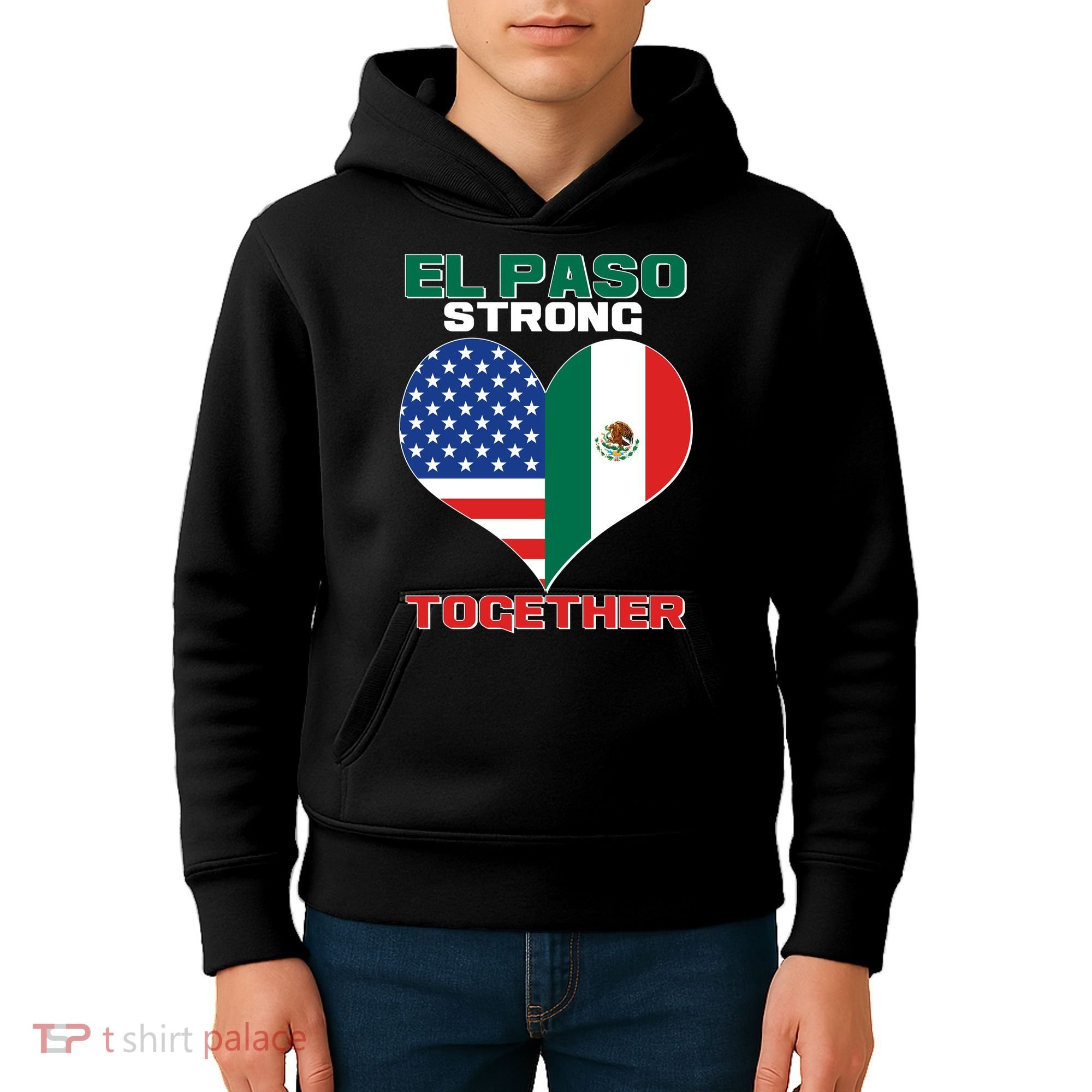 El Paso Texas Strong Together Heart Kids Hoodie