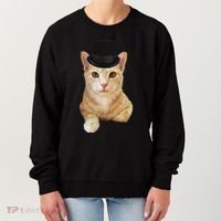Everyone Loves A Dapper Orange Tabby Cat In A Top Hat Women's Sweatshirt thumb 0