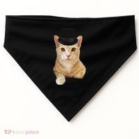 Everyone Loves A Dapper Orange Tabby Cat In A Top Hat USA-Made Doggie Bandana thumb 0