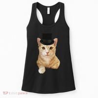 Everyone Loves A Dapper Orange Tabby Cat In A Top Hat Women's Tank Top thumb 0