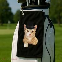 Everyone Loves A Dapper Orange Tabby Cat In A Top Hat Golf Towel thumb 2