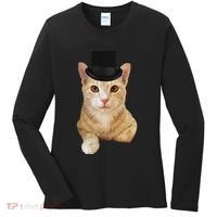 Everyone Loves A Dapper Orange Tabby Cat In A Top Hat Women's Long Sleeve Shirt thumb 0