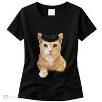 Everyone Loves A Dapper Orange Tabby Cat In A Top Hat Women's T-Shirt thumb 0