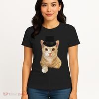 Everyone Loves A Dapper Orange Tabby Cat In A Top Hat Women's T-Shirt thumb 4