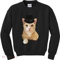 Everyone Loves A Dapper Orange Tabby Cat In A Top Hat Kids Sweatshirt thumb 0