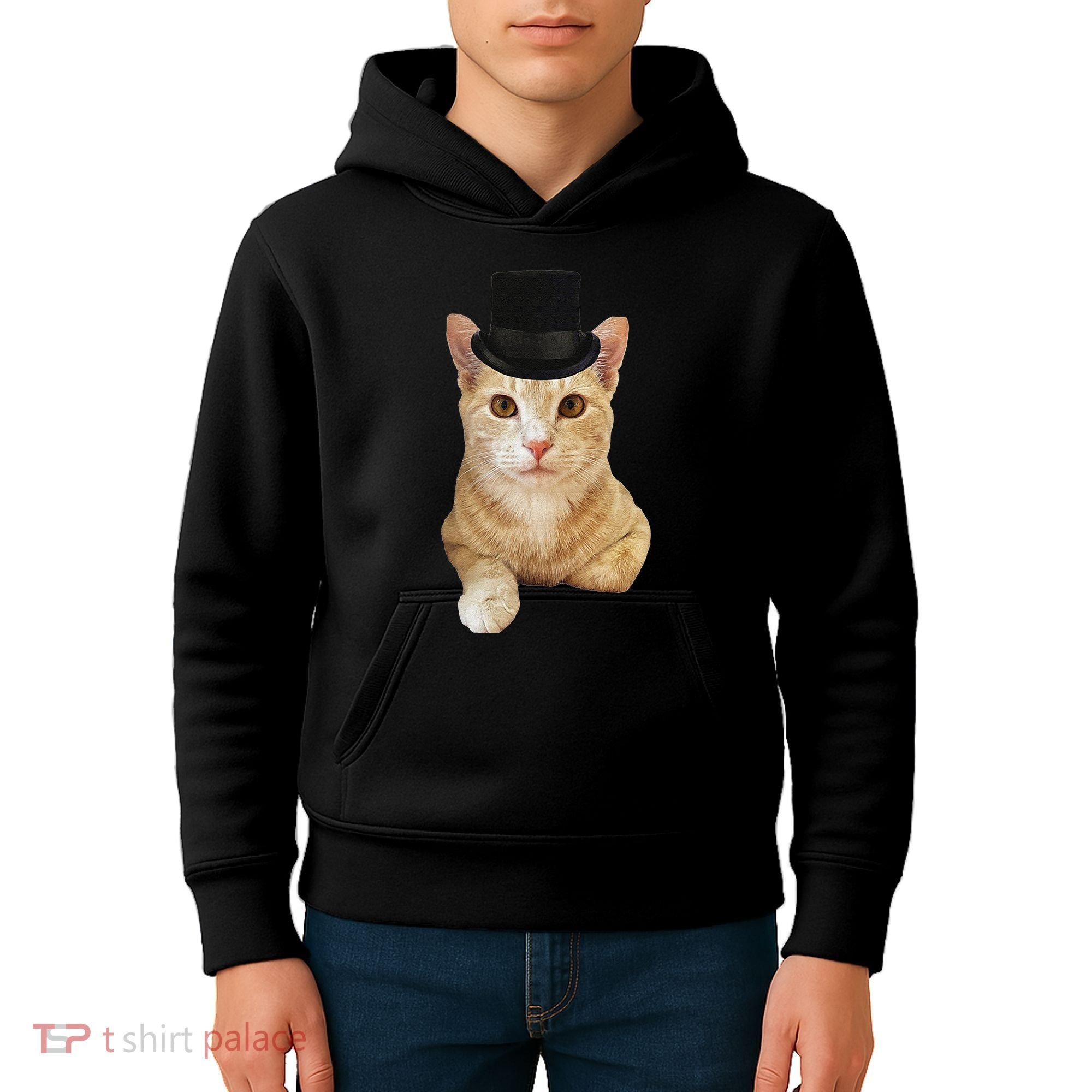Everyone Loves A Dapper Orange Tabby Cat In A Top Hat Kids Hoodie