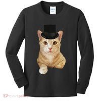 Everyone Loves A Dapper Orange Tabby Cat In A Top Hat Kids Long Sleeve Shirt thumb 0