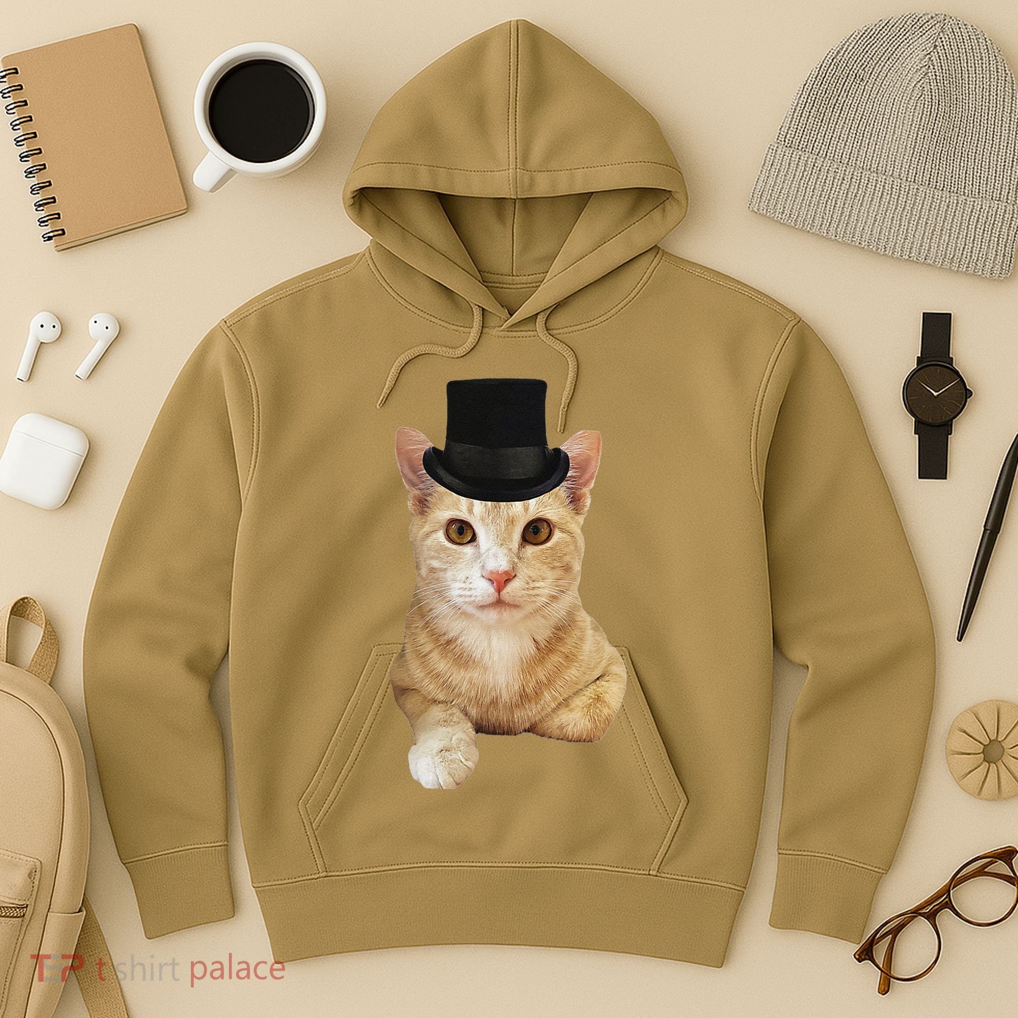 Everyone Loves A Dapper Orange Tabby Cat In A Top Hat Hoodie