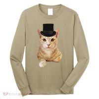 Everyone Loves A Dapper Orange Tabby Cat In A Top Hat Long Sleeve Shirt thumb 0