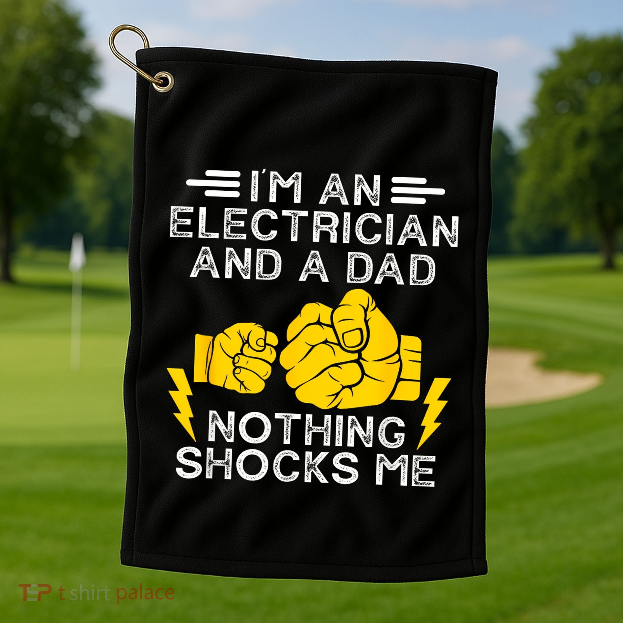 Electrician Lineman Dad Joke For Electrical Engineer Father Golf Towel