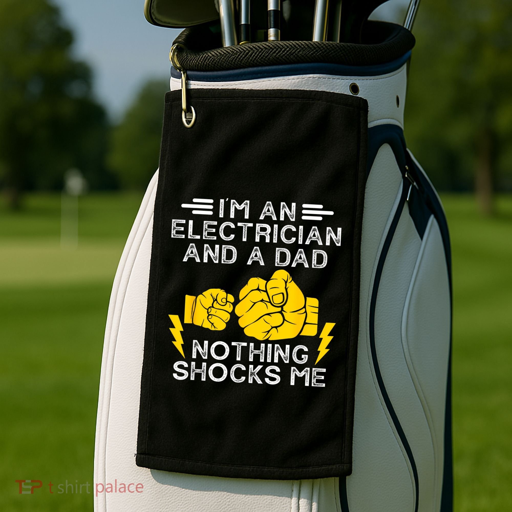 Electrician Lineman Dad Joke For Electrical Engineer Father Golf Towel