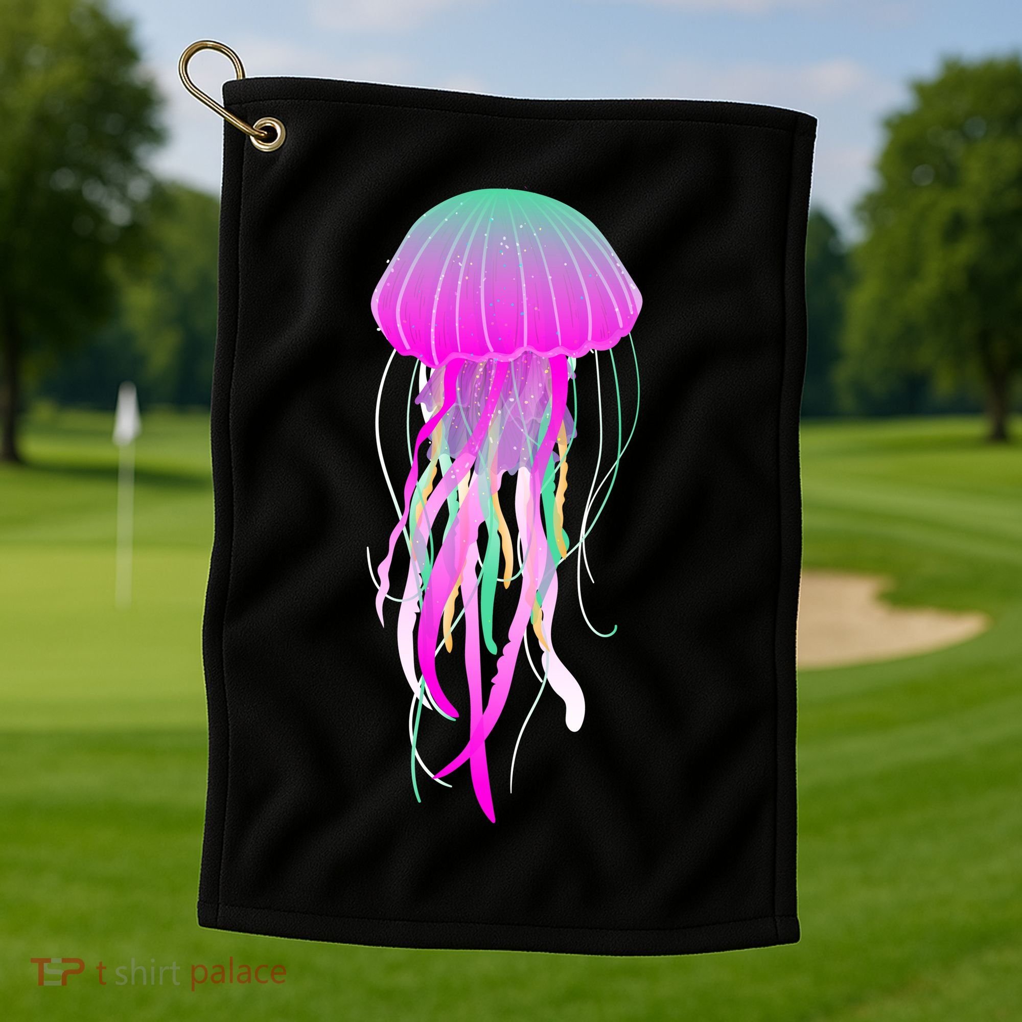Electric Jellyfish Golf Towel