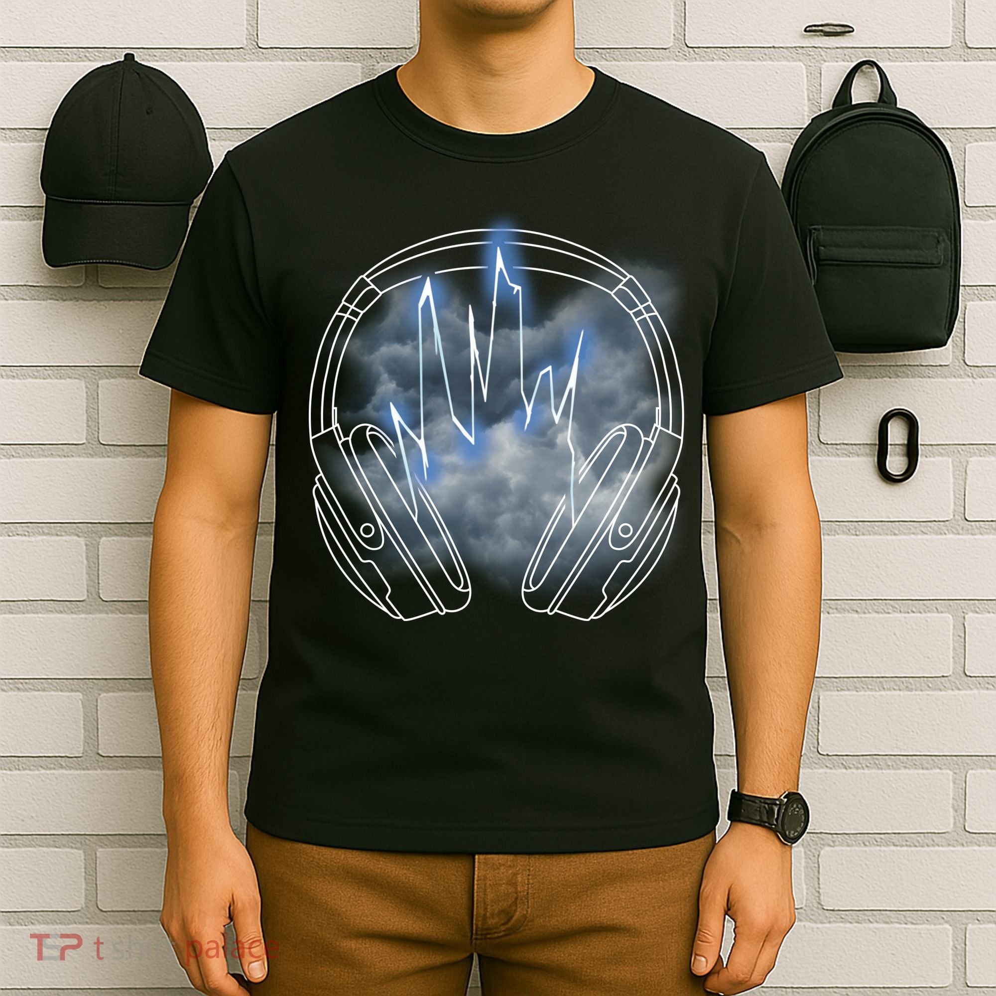 Electric Lighting Music Headphones T-Shirt