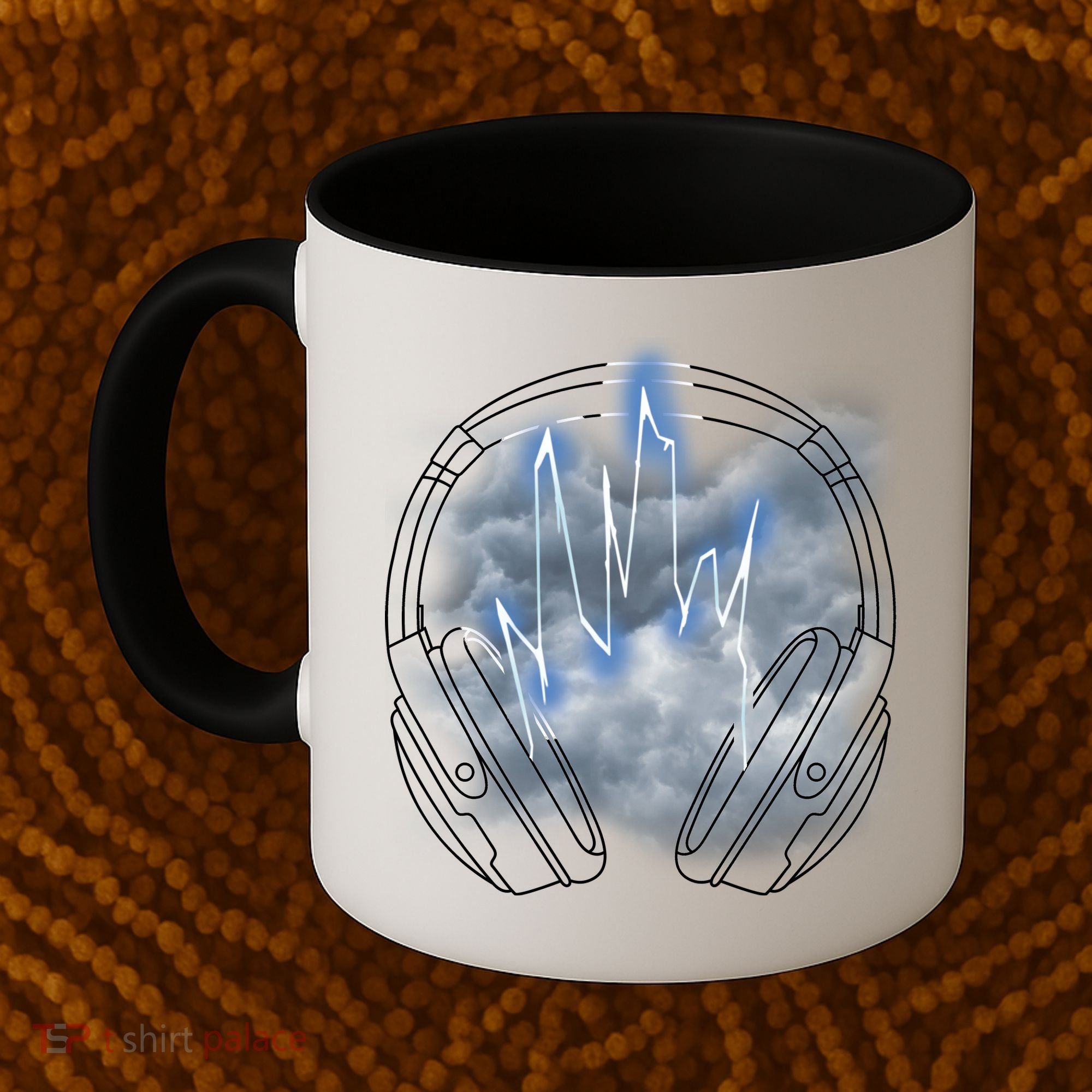 Electric Lighting Music Headphones Coffee Mug
