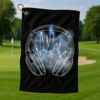 Electric Lighting Music Headphones Golf Towel thumb 1