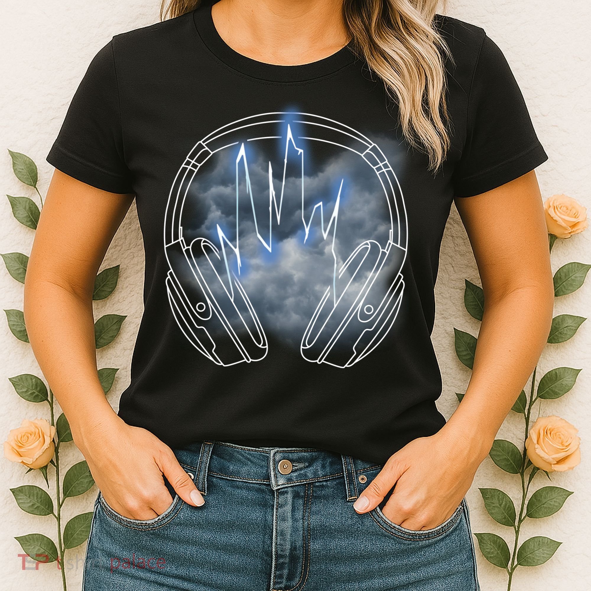 Electric Lighting Music Headphones Women's T-Shirt