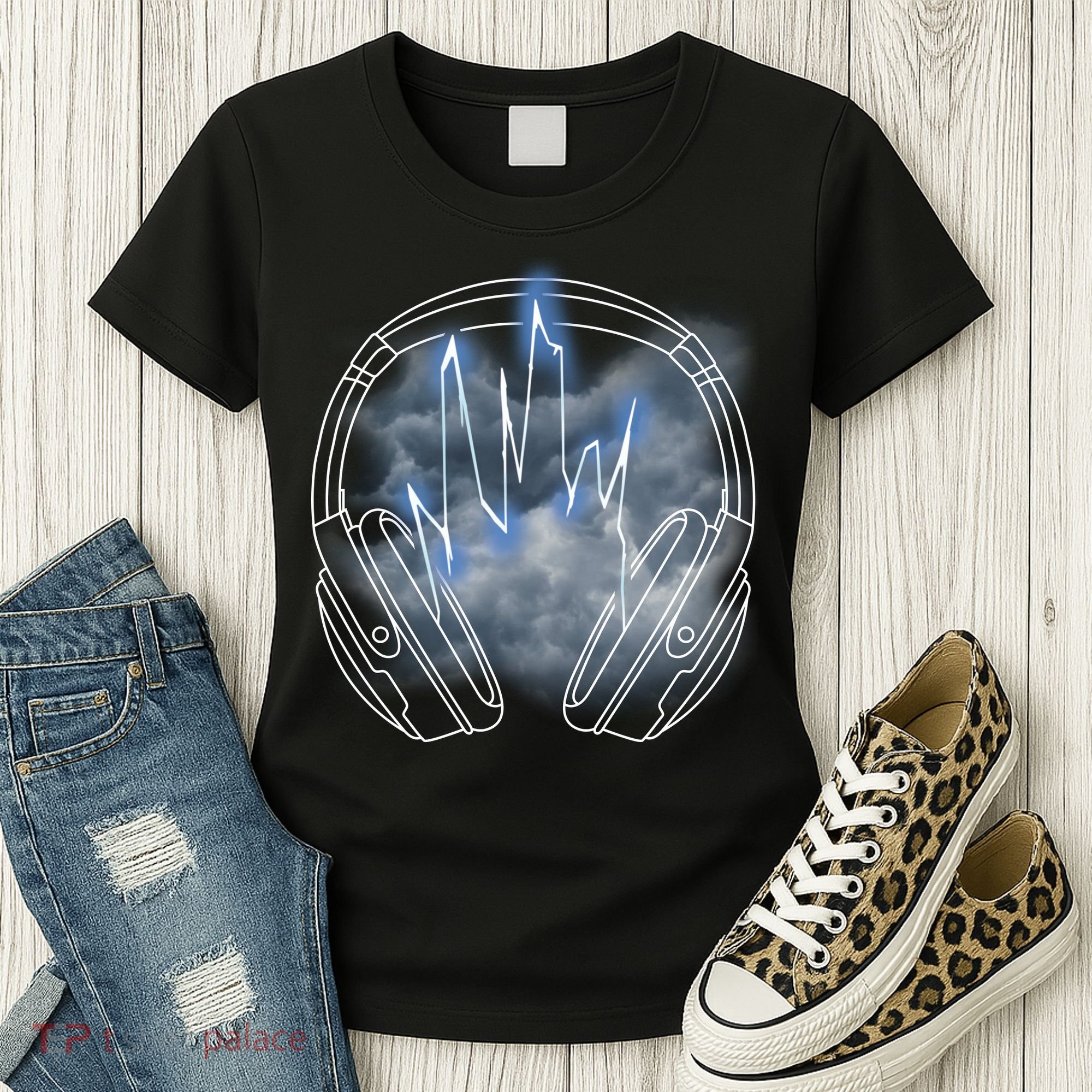 Electric Lighting Music Headphones Women's T-Shirt