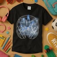 Electric Lighting Music Headphones Kids T-Shirt thumb 3