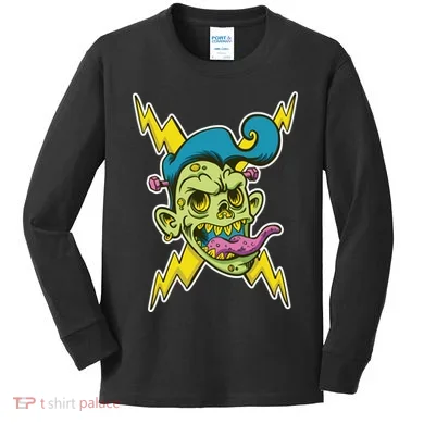 Electric Zombie Head Kids Long Sleeve Shirt