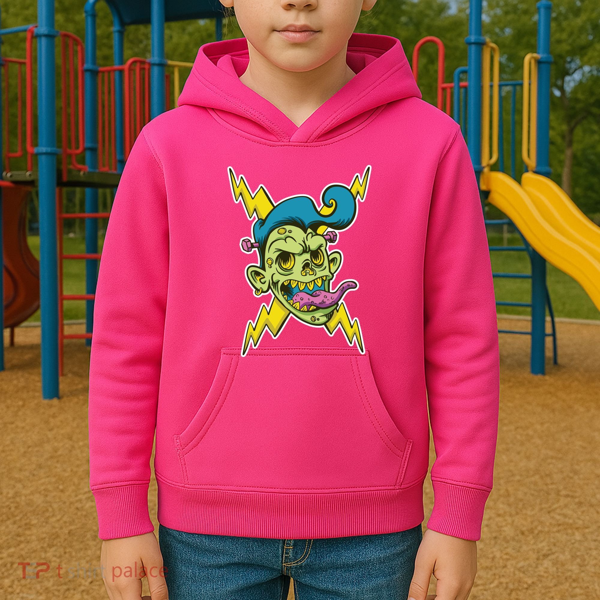 Electric Zombie Head Kids Hoodie