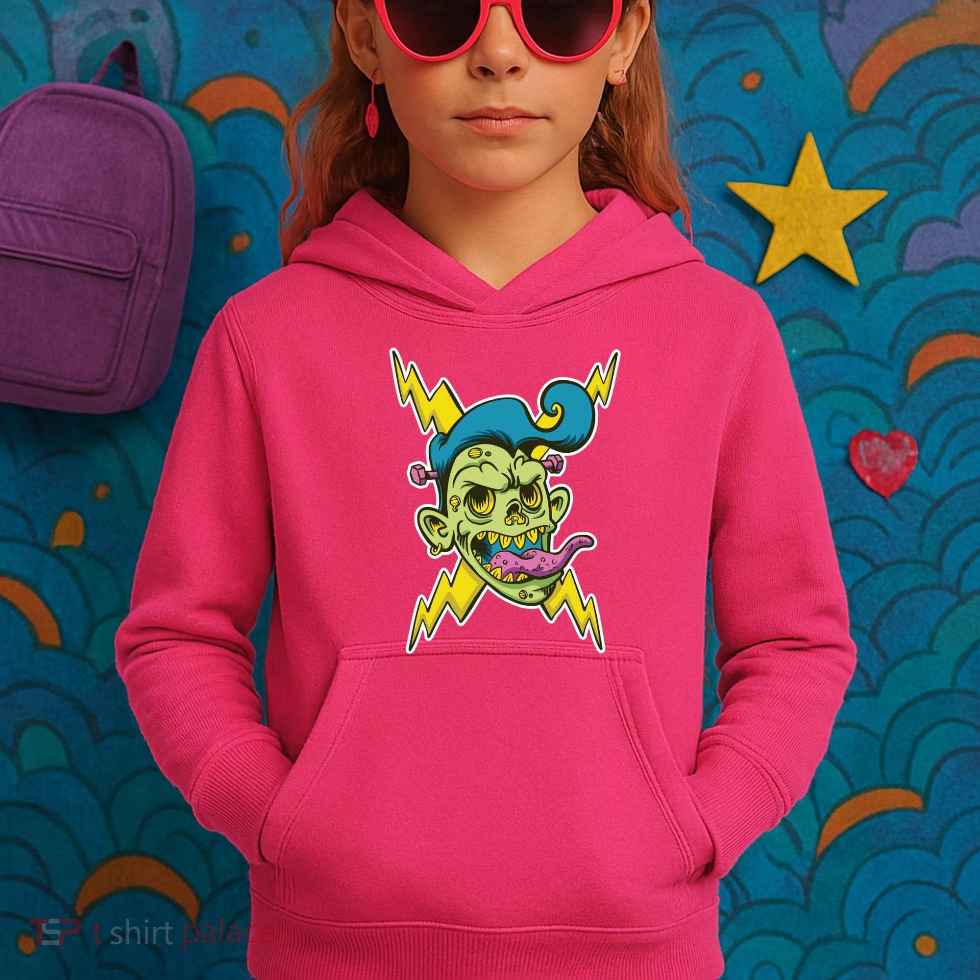 Electric Zombie Head Kids Hoodie