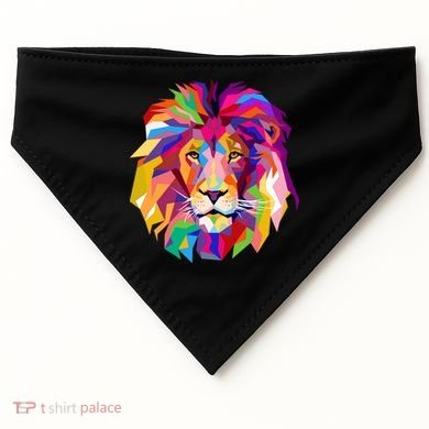 Elegant Colorful Cool Lion Head USA-Made Doggie Bandana