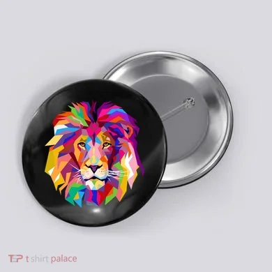 Elegant Colorful Cool Lion Head Button