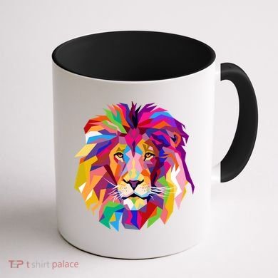 Elegant Colorful Cool Lion Head Coffee Mug back