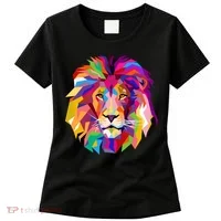 Elegant Colorful Cool Lion Head Women's T-Shirt thumb 0