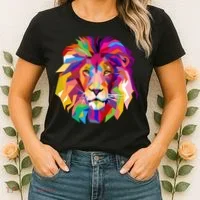 Elegant Colorful Cool Lion Head Women's T-Shirt thumb 2