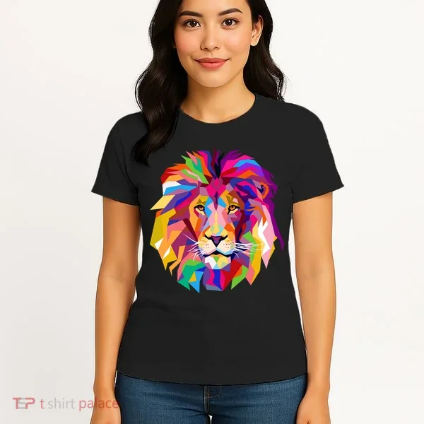Elegant Colorful Cool Lion Head Women's T-Shirt