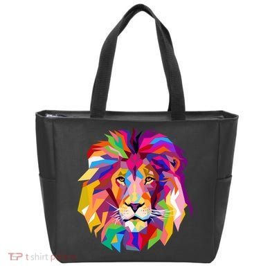 Elegant Colorful Cool Lion Head Tote Bag