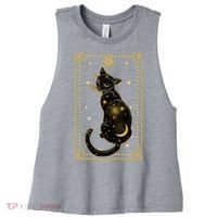 Elegant Galaxy Tarot Card Cat Women's Racerback Cropped Tank thumb 0