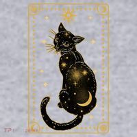 Elegant Galaxy Tarot Card Cat Women's Racerback Cropped Tank thumb 2