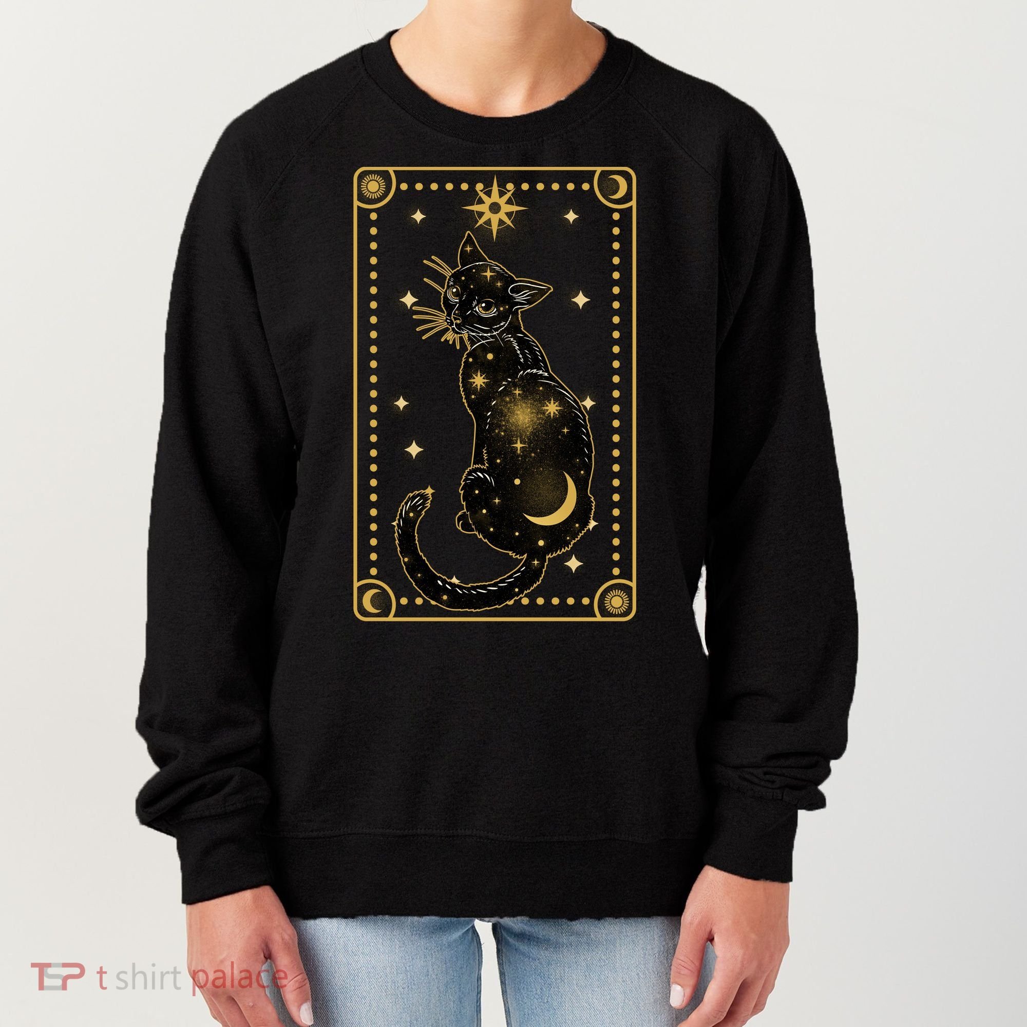 Elegant Galaxy Tarot Card Cat Women's Sweatshirt