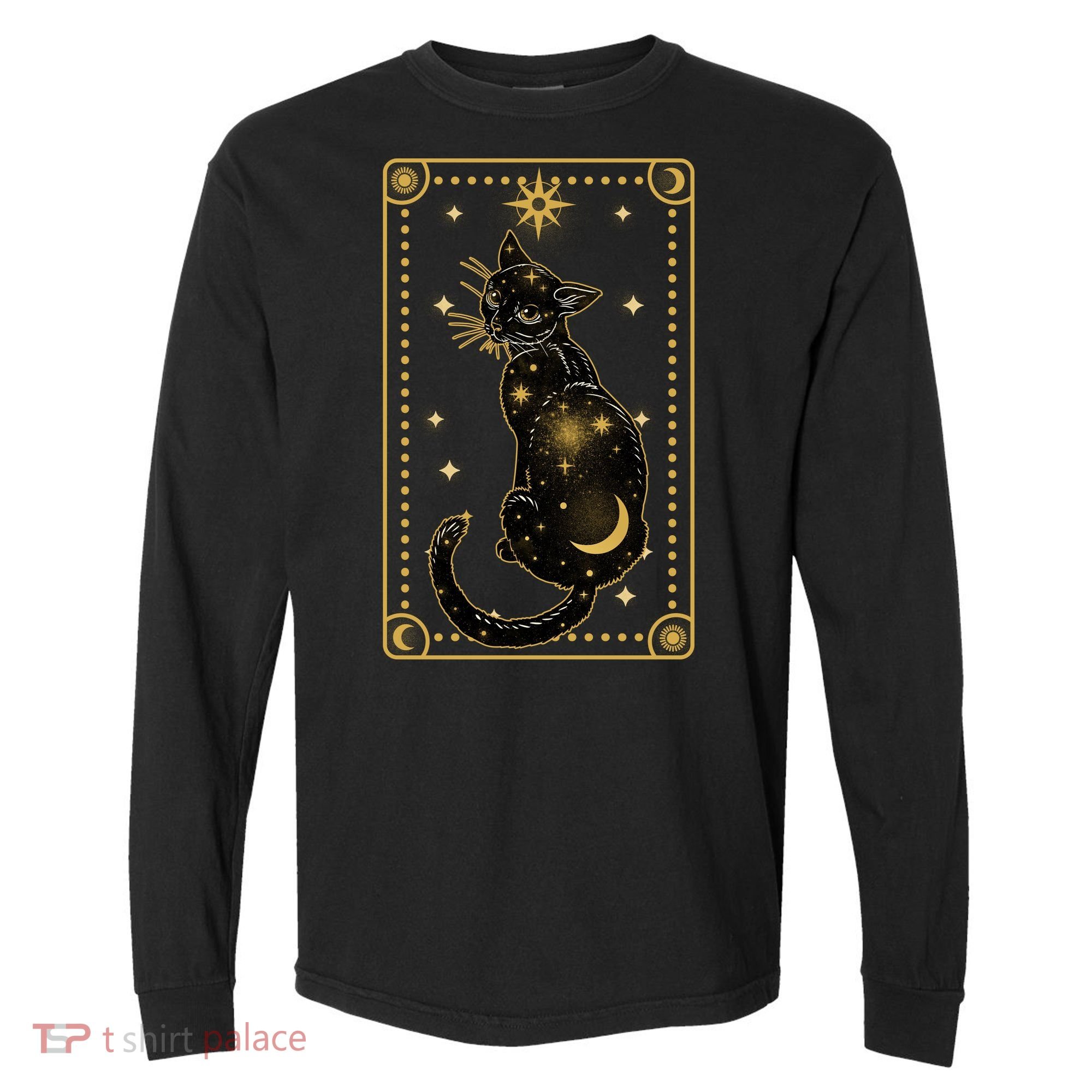 Elegant Galaxy Tarot Card Cat Comfort Colors Heavyweight Long Sleeve T-Shirt