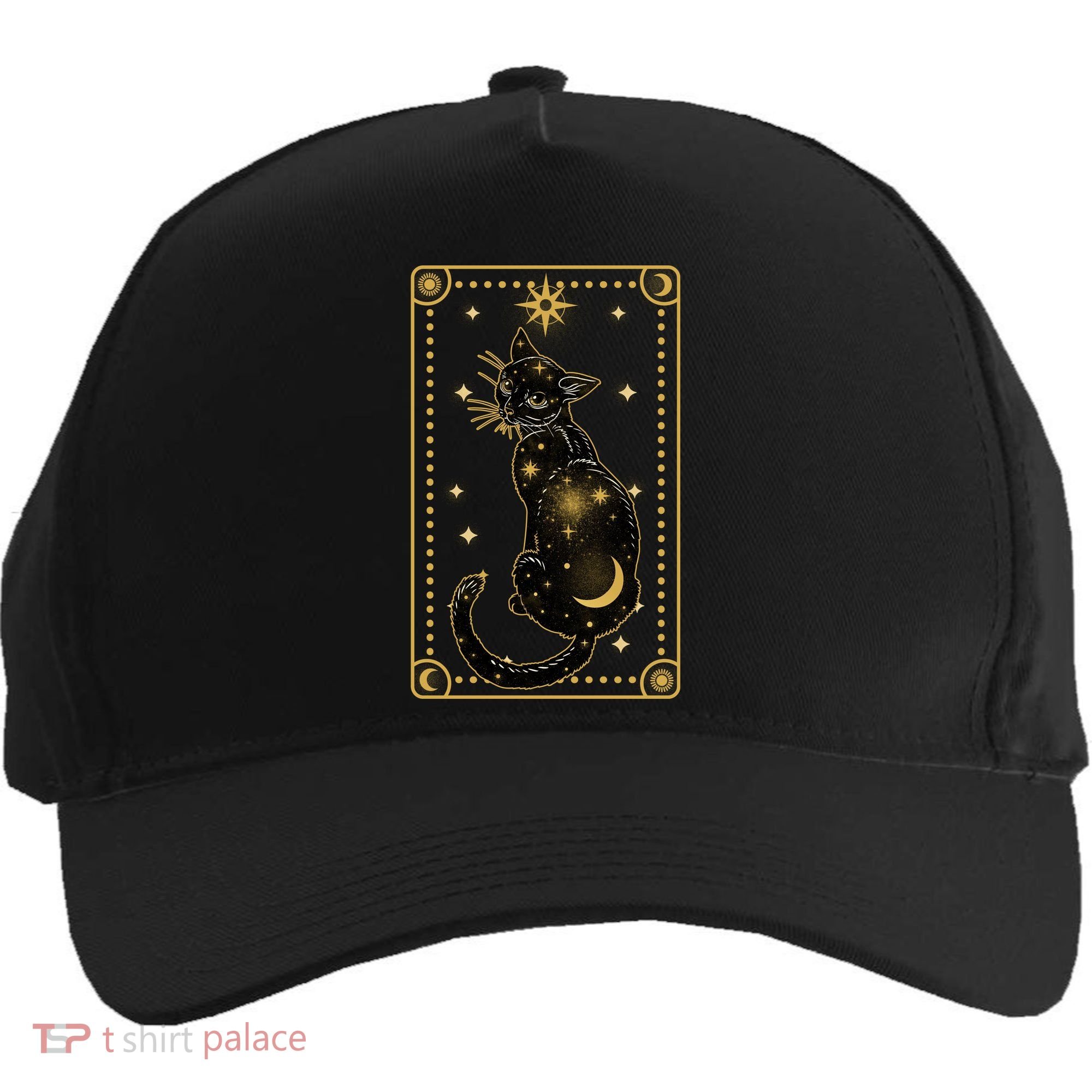 Elegant Galaxy Tarot Card Cat Five-Panel Snapback Cap