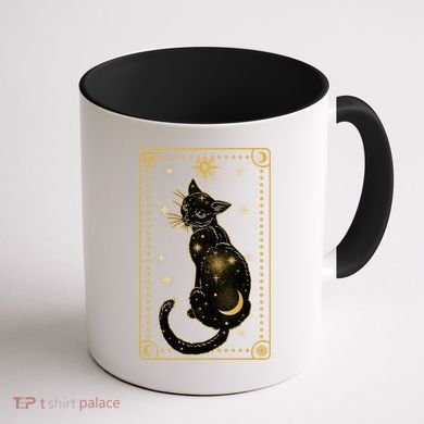Elegant Galaxy Tarot Card Cat Coffee Mug back