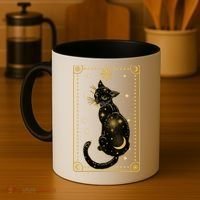 Elegant Galaxy Tarot Card Cat Coffee Mug thumb 4