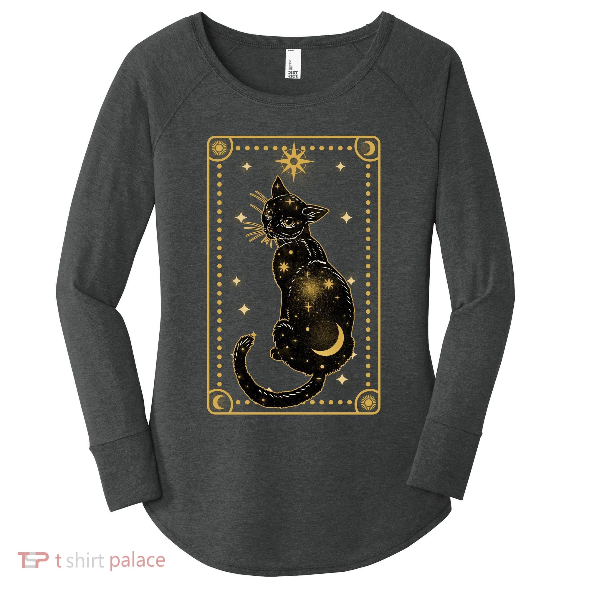 Elegant Galaxy Tarot Card Cat Women's Perfect Tri Tunic Long Sleeve Shirt