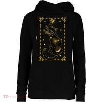 Elegant Galaxy Tarot Card Cat Womens Funnel Neck Pullover Hood thumb 0